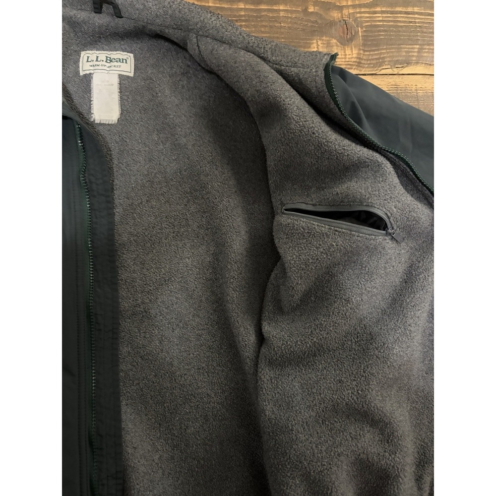 Vintage L.L.Bean Warm-Up Jacket Fleece Lined Full Zip Green Bomber Coat 25x28 - Picture 8 of 11